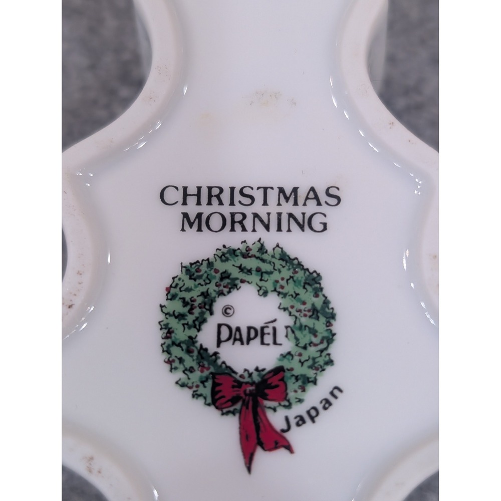 Papel Christmas Morning Tree Trinket Box Japan White Porcelain Gold Trim - Picture 6 of 6